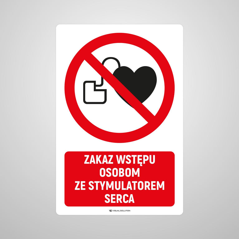 Naklejka Podłogowa BHP: Znak "Zakaz Wstępu Osobom ze Stymulatorem Serca" z Opisem