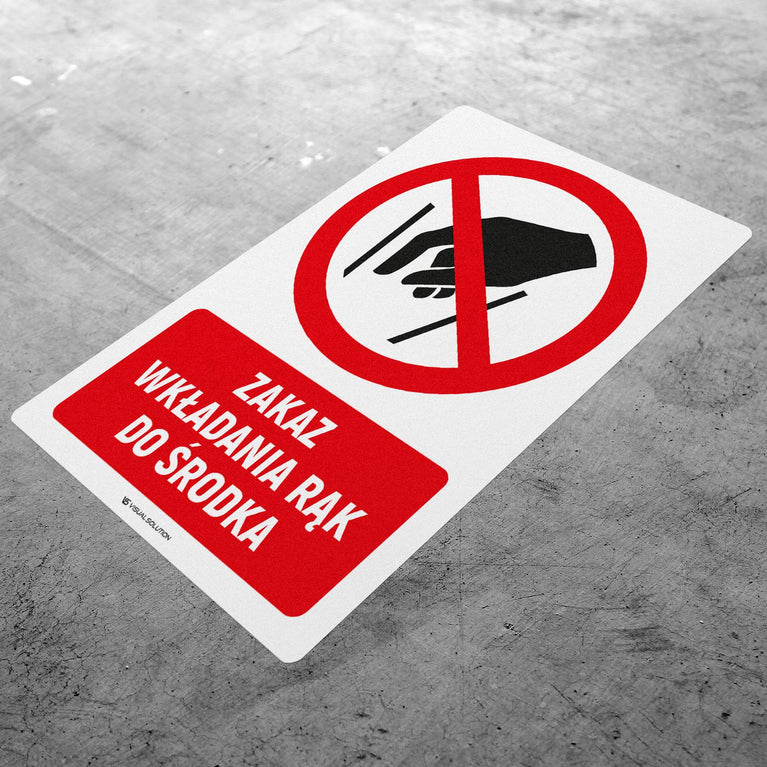 Naklejka Podłogowa BHP: Zakaz wkładania rąk do środka