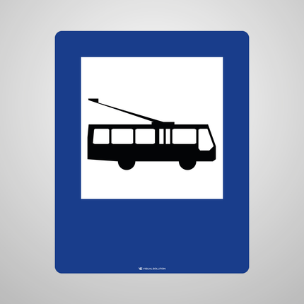 Naklejka Podłogowa BHP: „przystanek trolejbusowy” (D-16)
