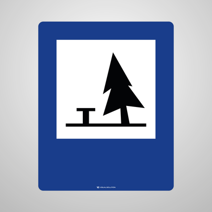 Naklejka Podłogowa BHP: „pole biwakowe” (D-32)