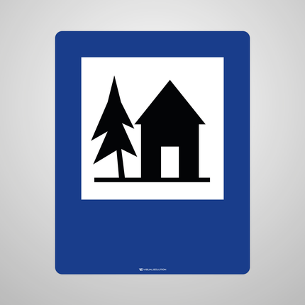 Naklejka Podłogowa BHP: „schronisko młodzieżowe” (D-33)