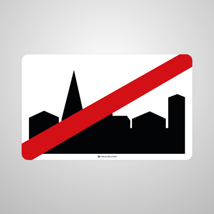 Naklejka Podłogowa BHP: „koniec obszaru zabudowanego” (D-43)