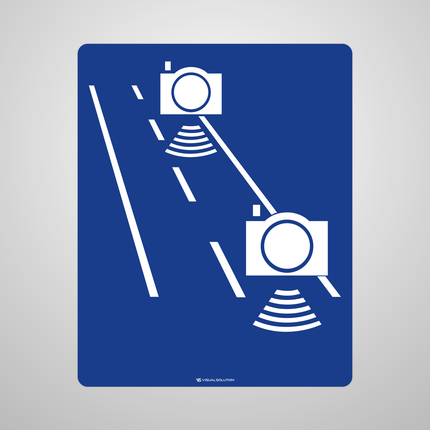 Naklejka Podłogowa BHP: „automatyczna kontrola średniej prędkości” (D-51a)