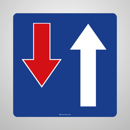 Naklejka Podłogowa BHP: „pierwszeństwo na zwężonym odcinku drogi” (D-5)