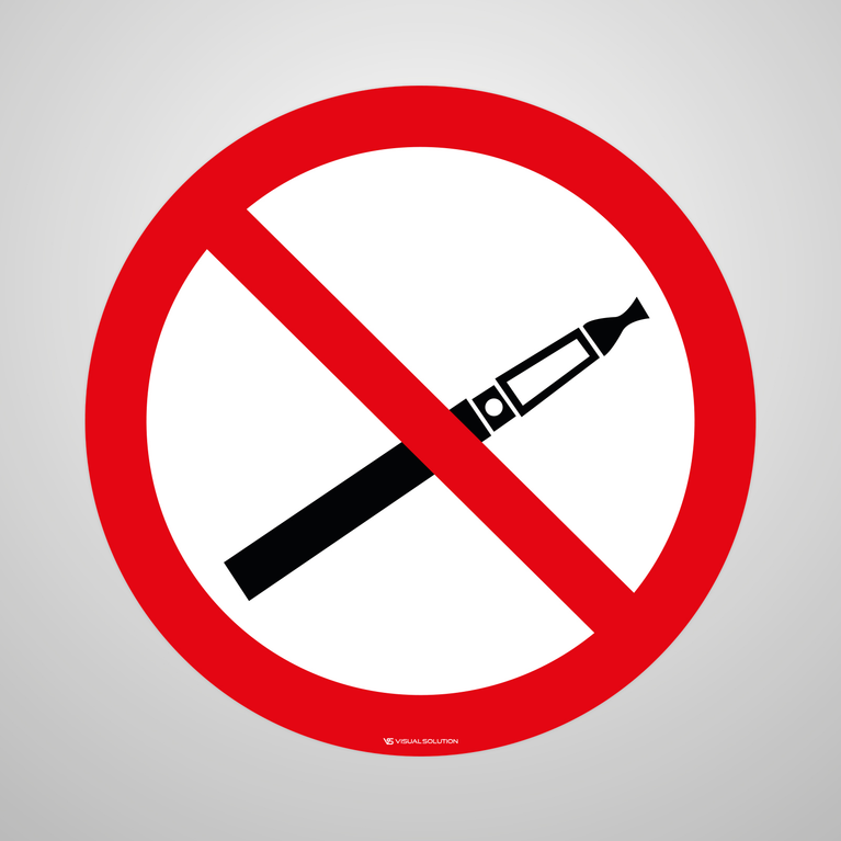 Tabliczka Informacyjna: Zakaz Palenia Papierosów Elektronicznych (okrągła)-10szt