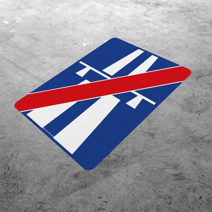 Naklejka Podłogowa BHP: „koniec autostrady” (D-10)