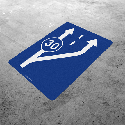 Naklejka Podłogowa BHP: „początek pasa ruchu powolnego” (D-13)