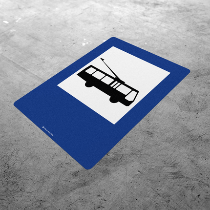 Naklejka Podłogowa BHP: „przystanek trolejbusowy” (D-16)