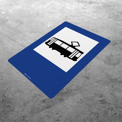 Naklejka Podłogowa BHP: „przystanek tramwajowy” (D-17)