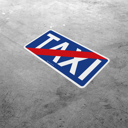 Naklejka Podłogowa BHP: „koniec postoju taksówek” (D-20)