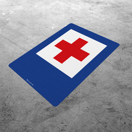 Naklejka Podłogowa BHP: „punkt opatrunkowy” (D-22)