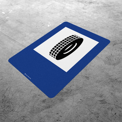 Naklejka Podłogowa BHP: „wulkanizacja” (D-26a)