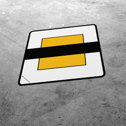 Naklejka Podłogowa BHP: „koniec drogi z pierwszeństwem” (D-2)