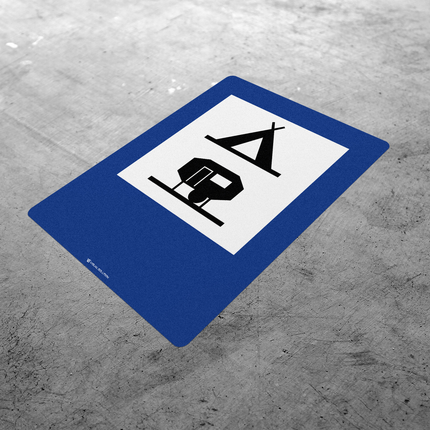 Naklejka Podłogowa BHP: „obozowisko (kemping) wyposażone w podłączenia elektryczne do przyczep” (D-31)