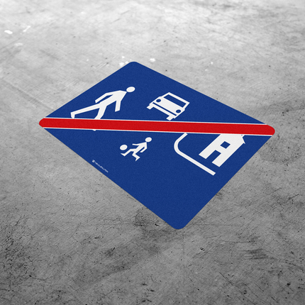 Naklejka Podłogowa BHP: „koniec strefy zamieszkania” (D-41)