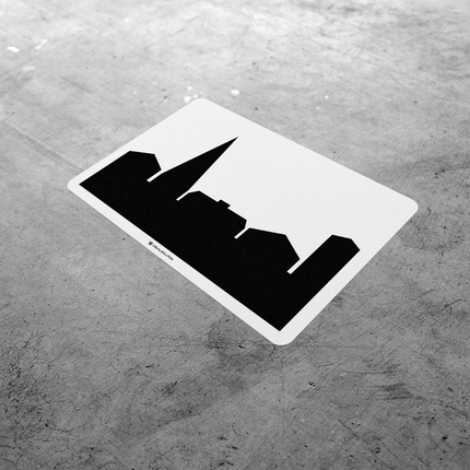 Naklejka Podłogowa BHP: „obszar zabudowany” (D-42)