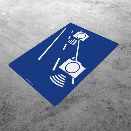 Naklejka Podłogowa BHP: „automatyczna kontrola średniej prędkości” (D-51a)