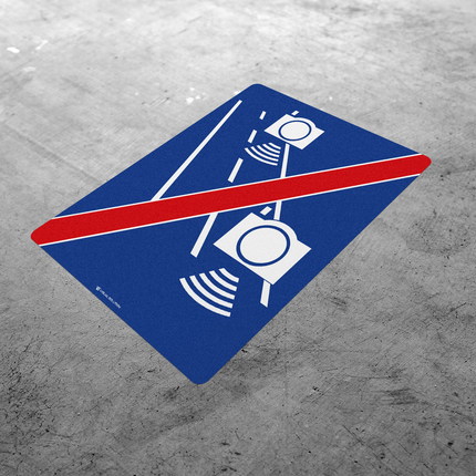 Naklejka Podłogowa BHP: „koniec automatycznej kontroli średniej prędkości” (D-51b)