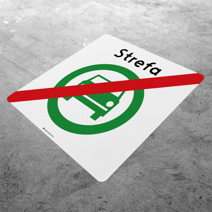 Naklejka Podłogowa BHP: „koniec strefy czystego transportu” (D-55)