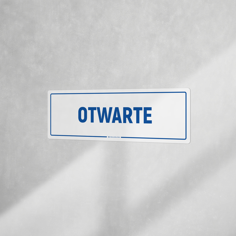 Naklejka informacyjna: Otwarte