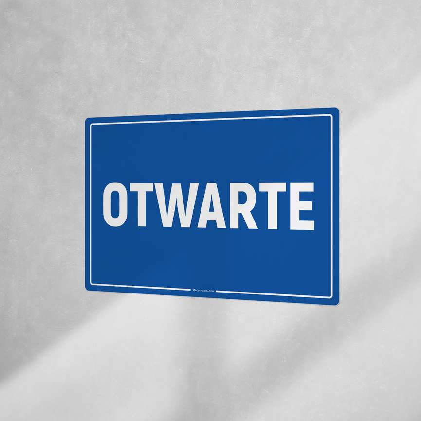Naklejka informacyjna: Otwarte