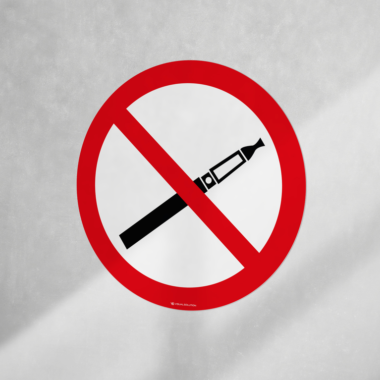 Naklejka Informacyjna: Zakaz Palenia Papierosów Elektronicznych (okrągła)-5szt