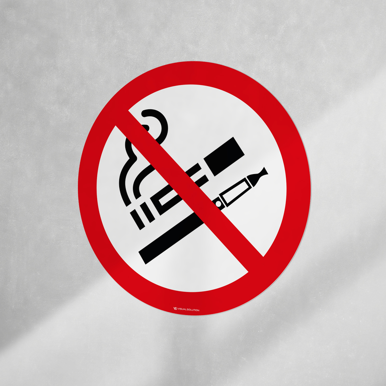 Tabliczka Informacyjna: Zakaz Palenia Tytoniu i Papierosów Elektronicznych (okrągła)-5szt