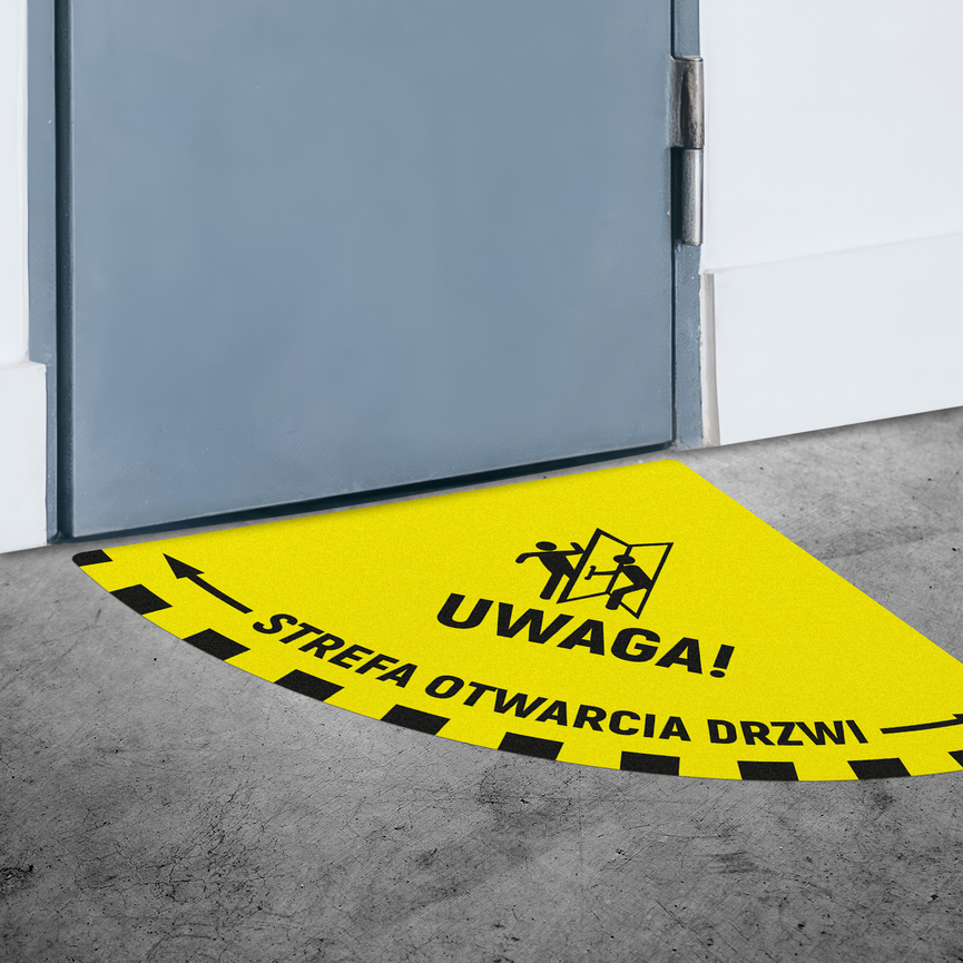Naklejka Podłogowa BHP: Strefa otwarcia drzwi typ 4