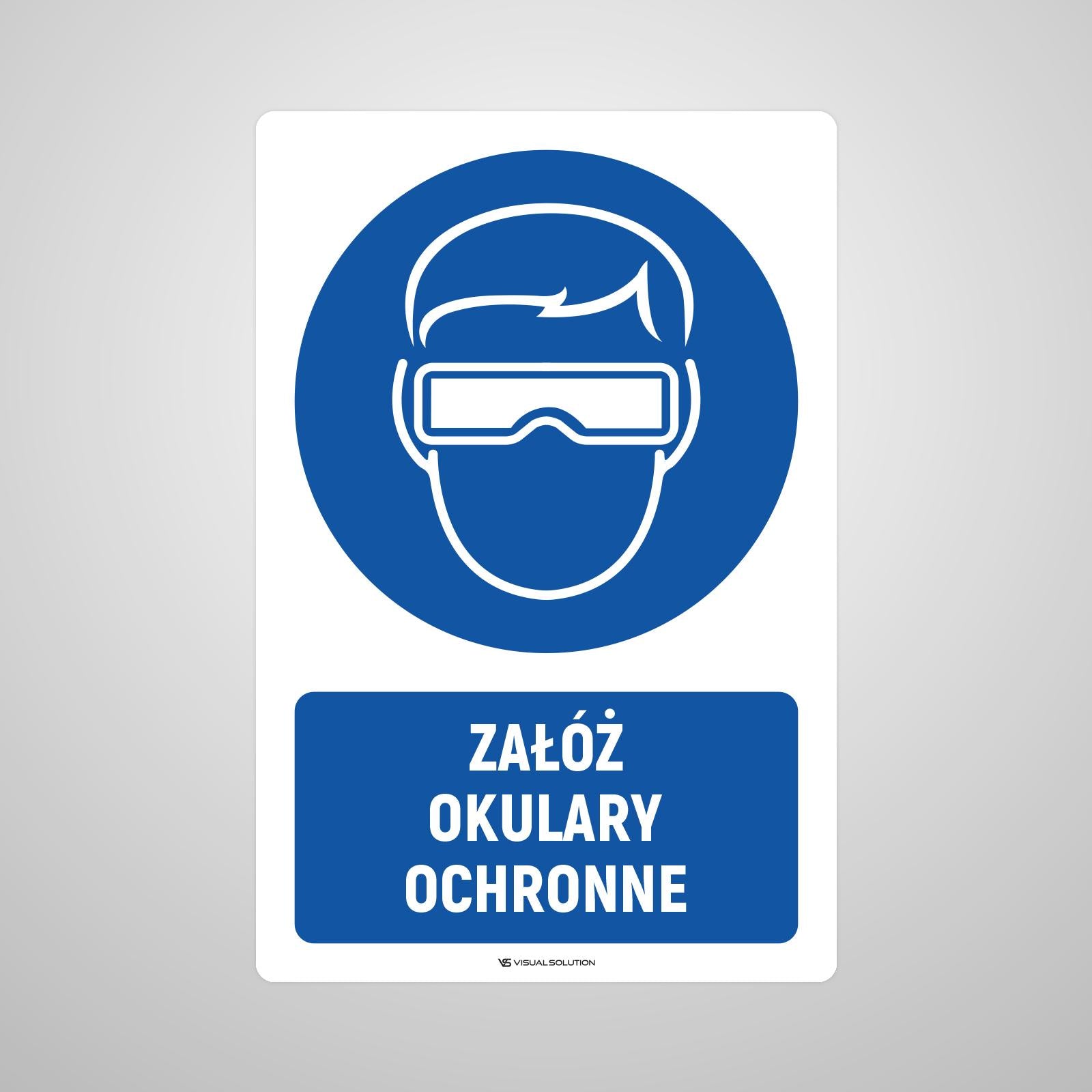 Naklejka podłogowa BHP: Nakaz noszenia okularów ochronnych – Visual ...