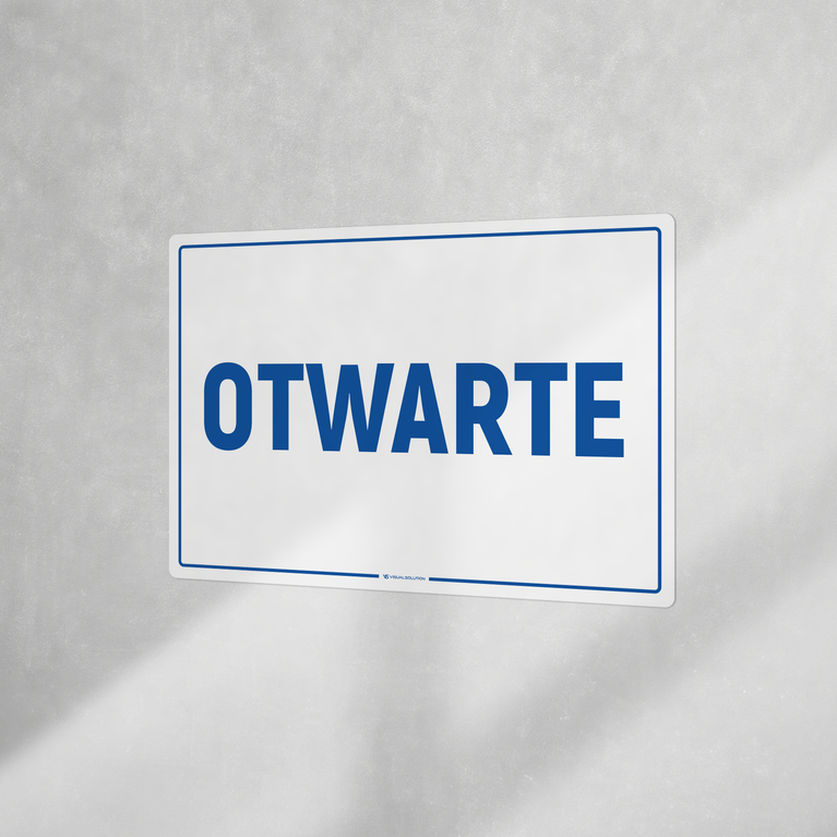 Naklejka informacyjna: Otwarte
