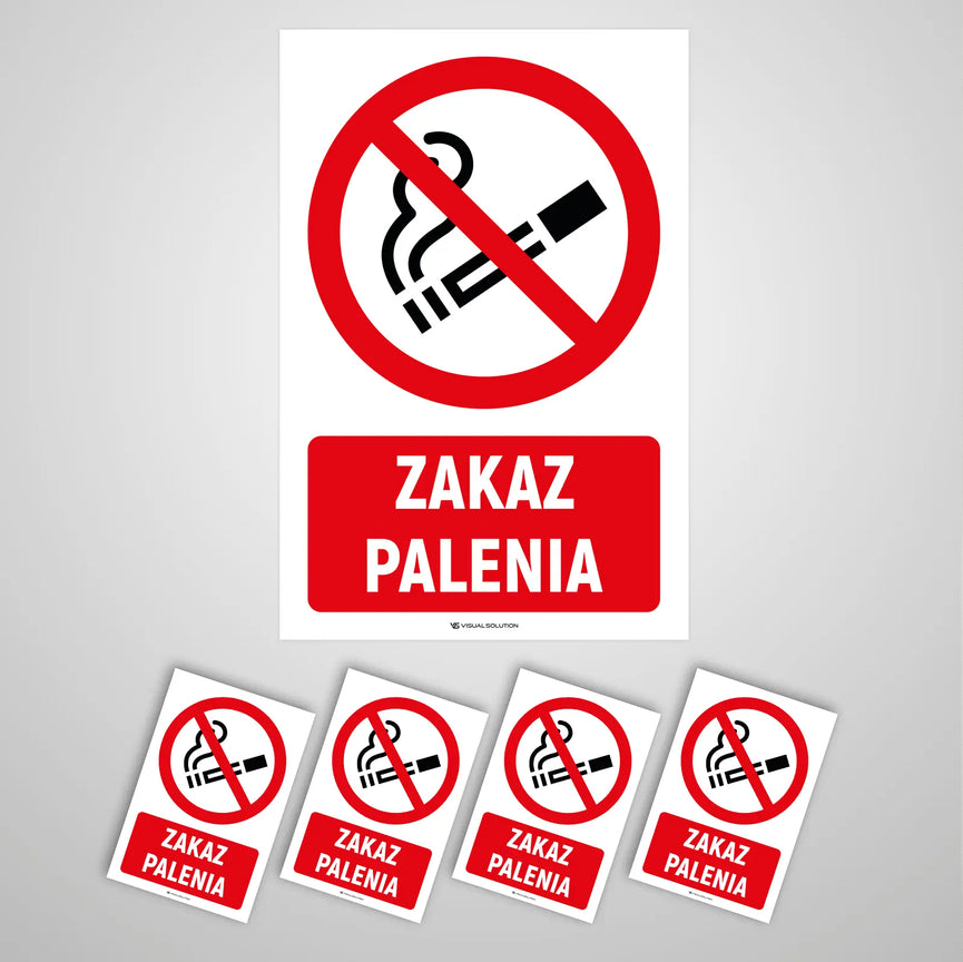 Naklejka informacyjna: Zakaz Palenia-5szt